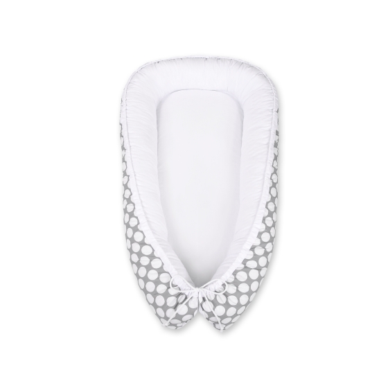 Babynest- Gray with white dots/white