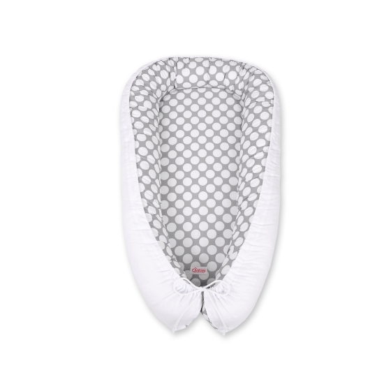 Babynest- Gray with white dots/white