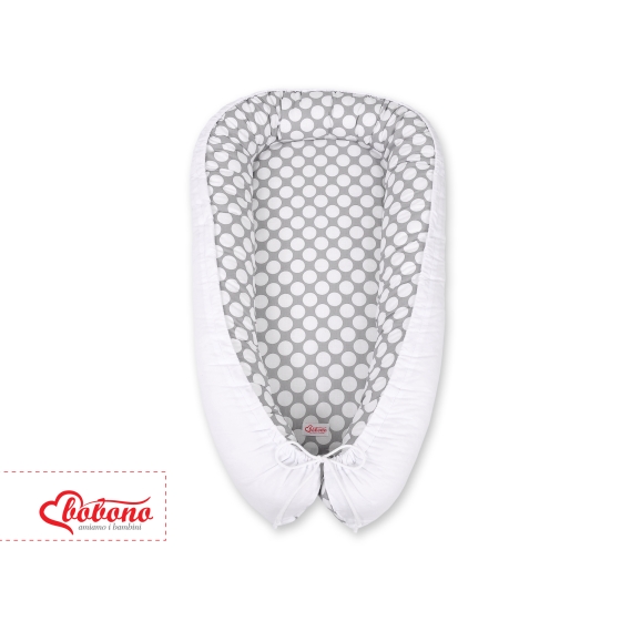 Babynest- Gray with white dots/white