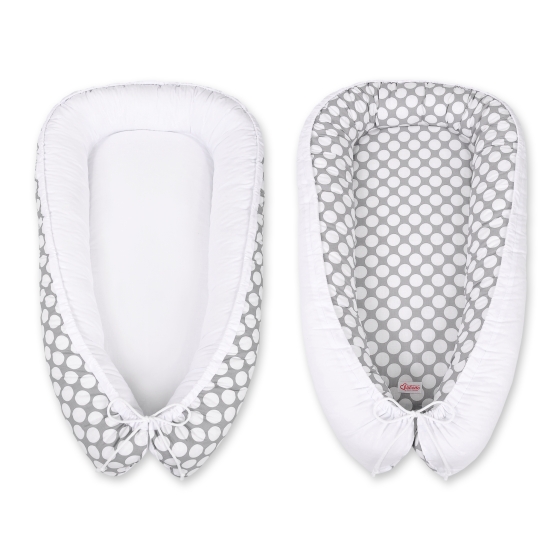 Babynest- Gray with white dots/white