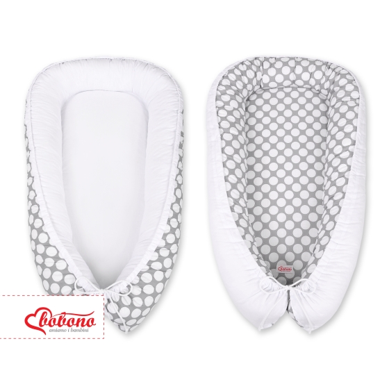 Babynest- Gray with white dots/white