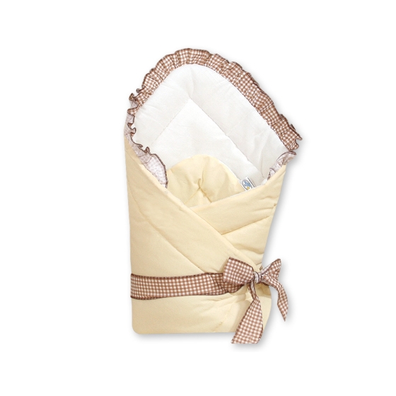 Babynest Newborn Wrap Blanket with stiffening- Bear with bow brown