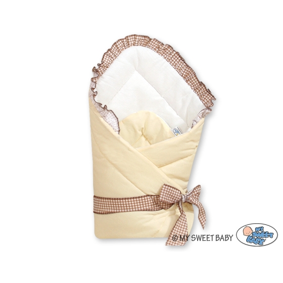 Babynest Newborn Wrap Blanket with stiffening- Bear with bow brown