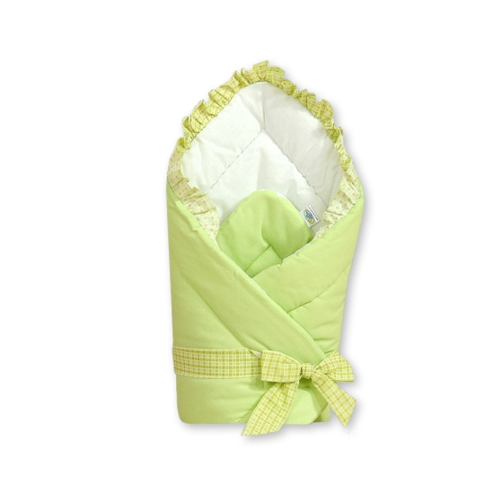 Babynest Newborn Wrap Blanket with stiffening- Bear with bow green