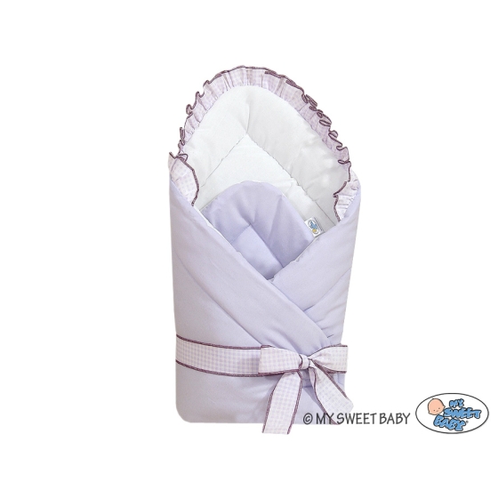Babynest Newborn Wrap Blanket with stiffening- Bear with bow lilac