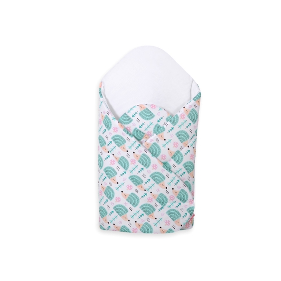Babynest Newborn Wrap Blanket with stiffening - hedgehogs mint