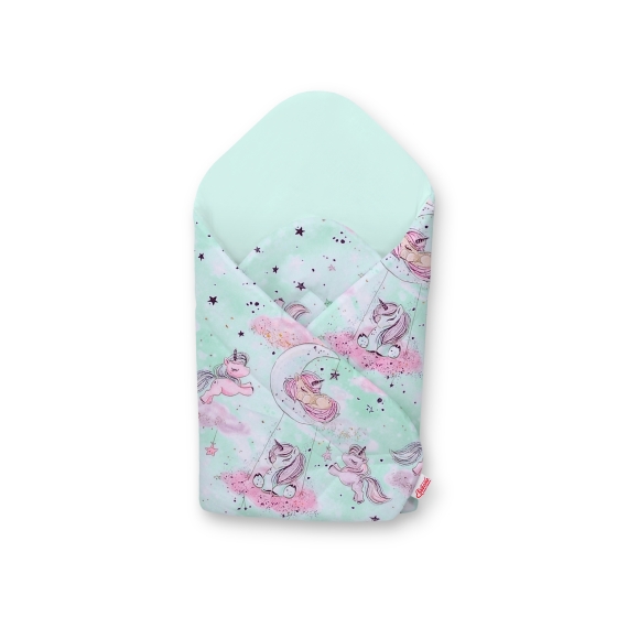 Babynest Newborn Wrap Blanket with stiffening - unicorn mint/mint