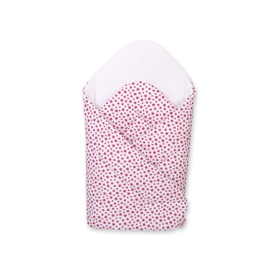 Babynest Newborn Wrap Blanket with stiffening - white-wine red stars