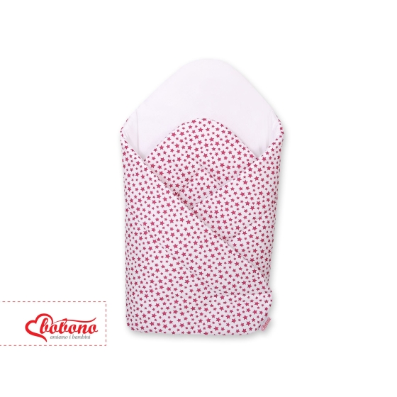 Babynest Newborn Wrap Blanket with stiffening - white-wine red stars