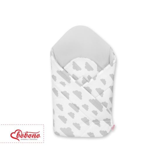Babynest Newborn Wrap Swaddle Blanket with stiffening - clouds gray/gray