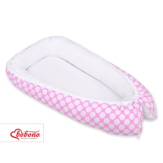 Babynest- pink with white dots/white