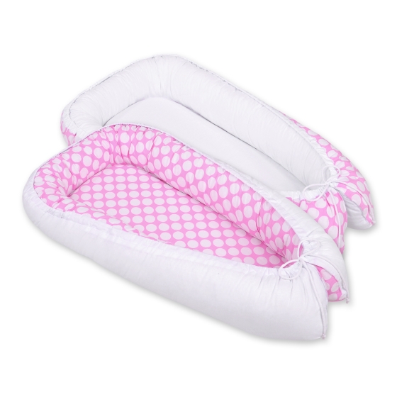 Babynest- pink with white dots/white