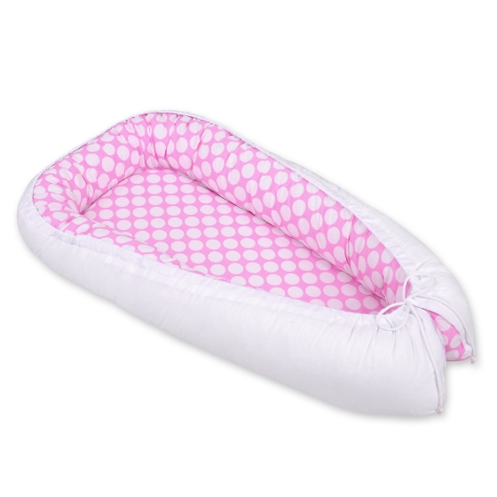 Babynest- pink with white dots/white