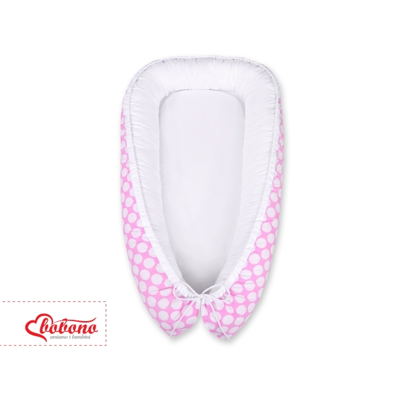 Babynest- pink with white dots/white