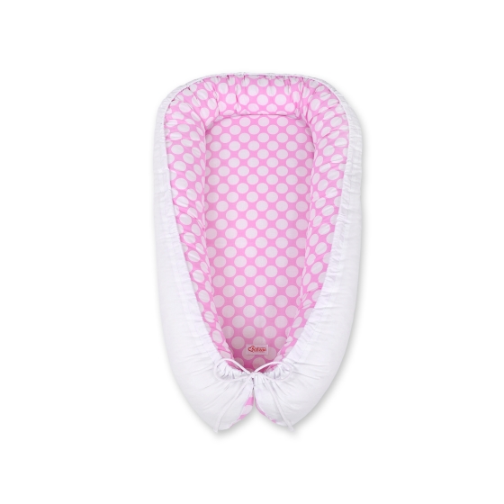 Babynest- pink with white dots/white