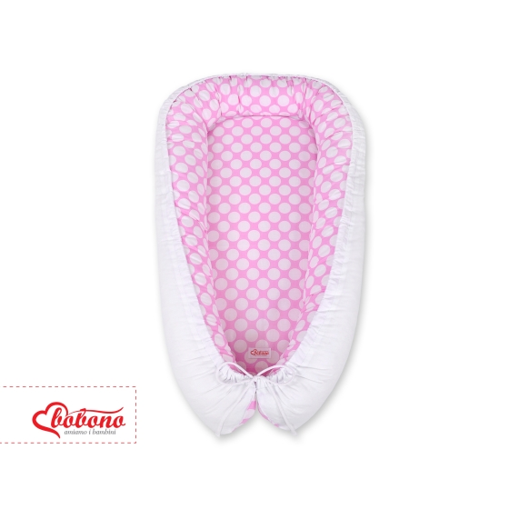 Babynest- pink with white dots/white