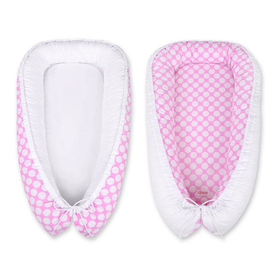 Babynest- pink with white dots/white