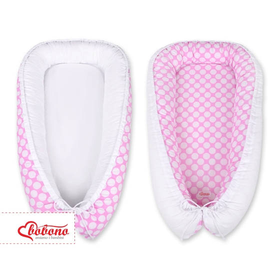 Babynest- pink with white dots/white