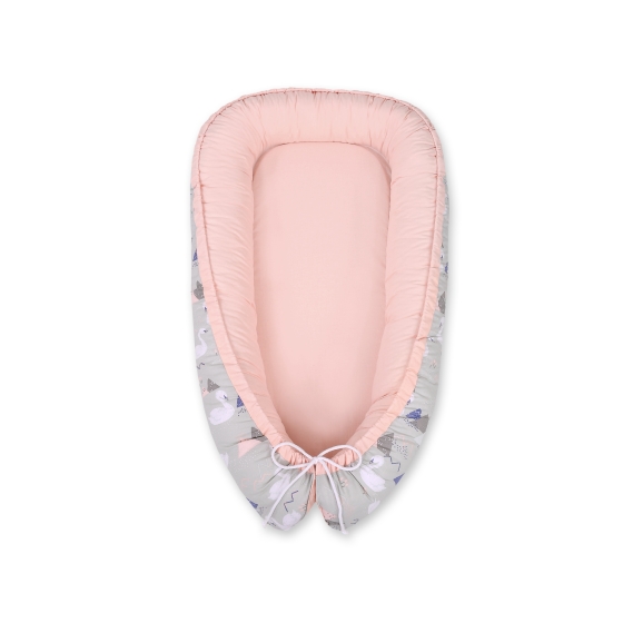 Babynest- Swans gray/powder pink