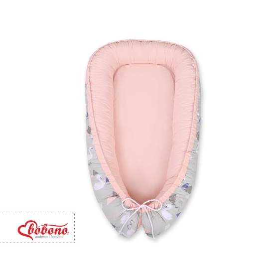 Babynest- Swans gray/powder pink
