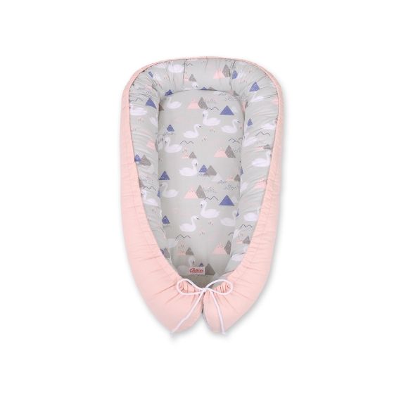 Babynest- Swans gray/powder pink