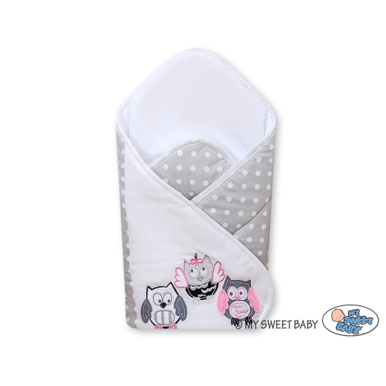 Babynest with stiffenig- Owls Gray-pink