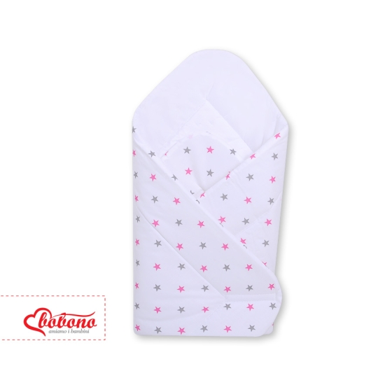 Babynest with stiffenig- White with Gray-pink stars