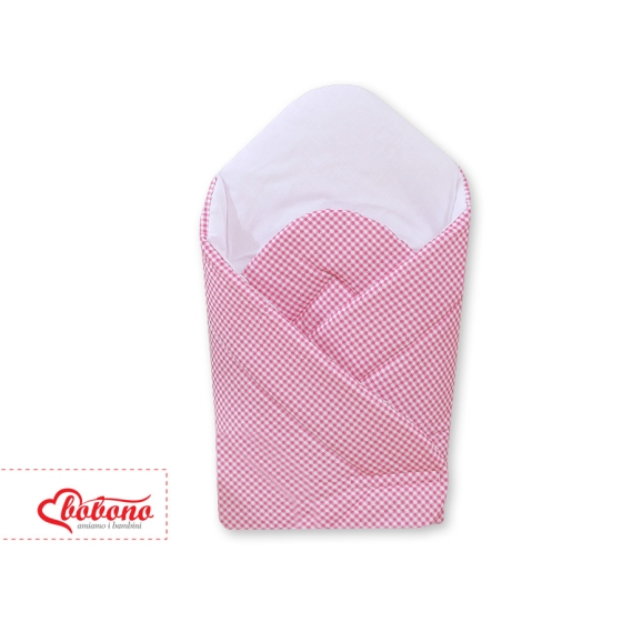 Babynest with stiffening- Hanging Hearts dark pink checkered