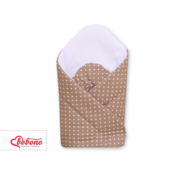 Babynest with stiffening- Hanging Hearts white dots on brown