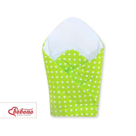 Babynest with stiffening- Hanging Hearts white dots on green