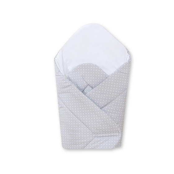 Babynest with stiffening- Hanging Hearts white polka dots on Gray