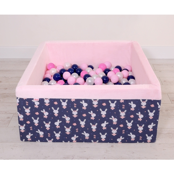 Ball-pit Dry Pool minky with balls 200pcs - blue rabbits