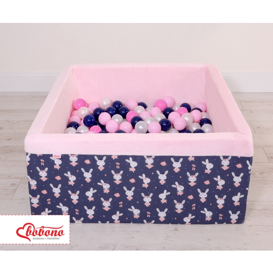 Ball-pit Dry Pool minky with balls 200pcs - blue rabbits