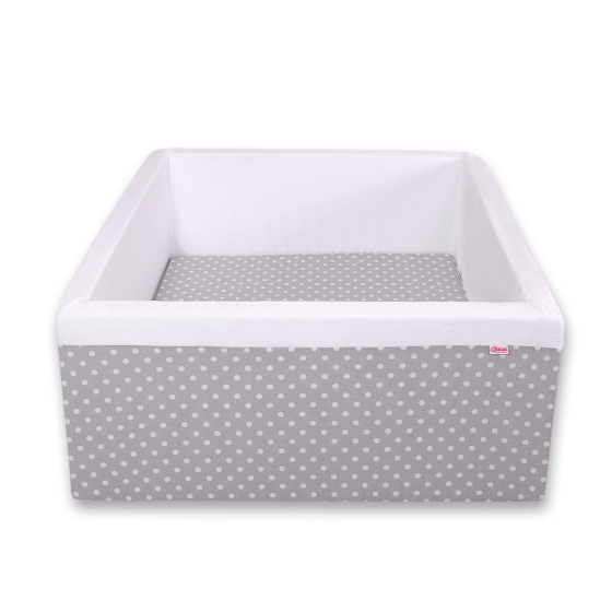 Ball-pit Dry Pool  minky without balls - white dots on Gray
