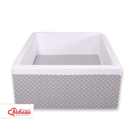 Ball-pit Dry Pool  minky without balls - white dots on Gray
