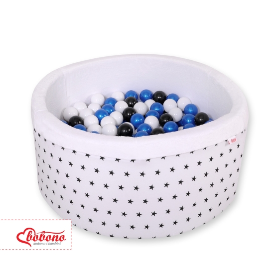 Ball-pit minky Dry Pool with balls 200pcs - black Stars