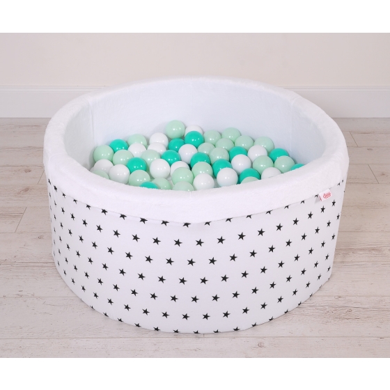 Ball-pit minky Dry Pool with balls 200pcs - black Stars