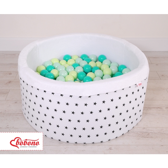 Ball-pit minky Dry Pool with balls 200pcs - black Stars