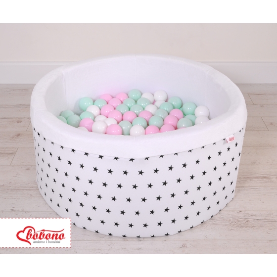 Ball-pit minky Dry Pool with balls 200pcs - black Stars