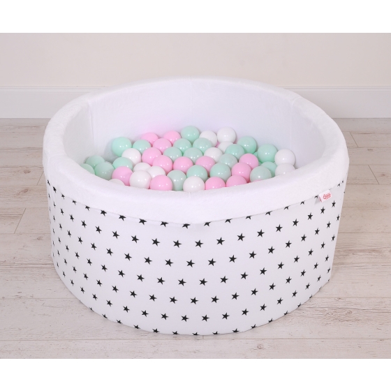 Ball-pit minky Dry Pool with balls 200pcs - black Stars