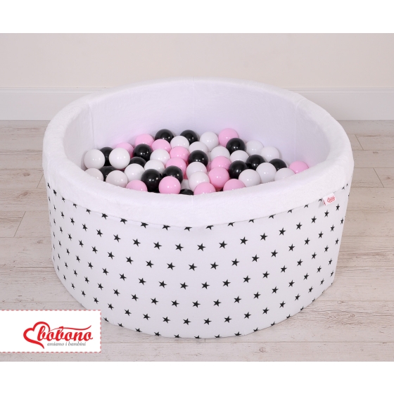 Ball-pit minky Dry Pool with balls 200pcs - black Stars