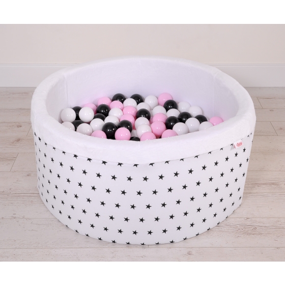 Ball-pit minky Dry Pool with balls 200pcs - black Stars