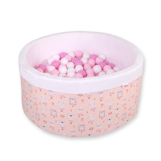 Ball-pit minky with balls 200pcs - ballerinas pink