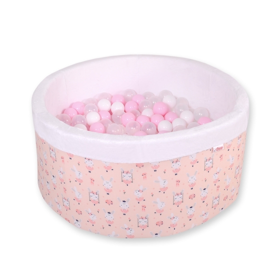 Ball-pit minky with balls 200pcs - ballerinas pink