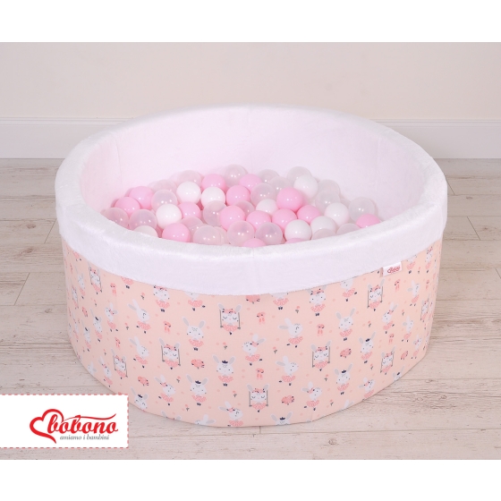 Ball-pit minky with balls 200pcs - ballerinas pink