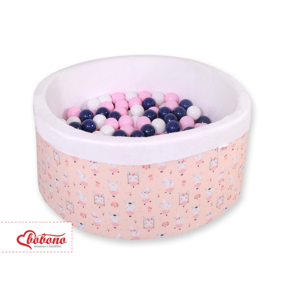 Ball-pit minky with balls 200pcs - ballerinas pink