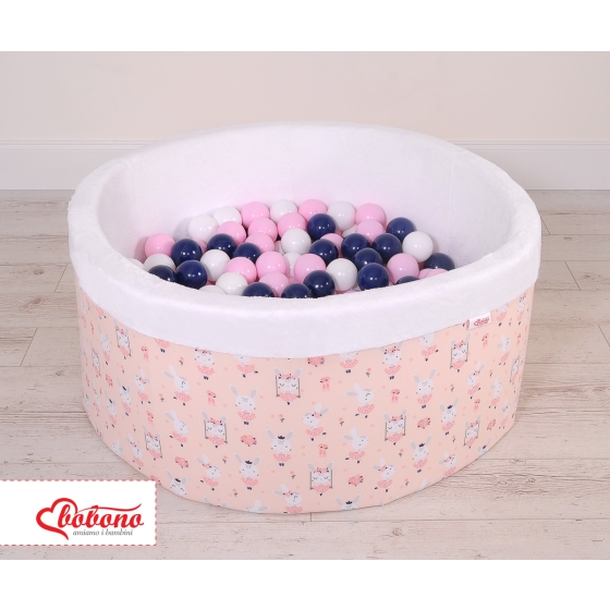 Ball-pit minky with balls 200pcs - ballerinas pink