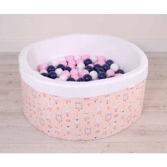 Ball-pit minky with balls 200pcs - ballerinas pink