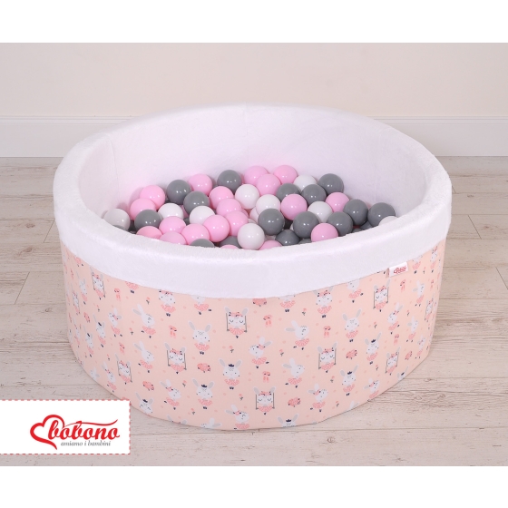 Ball-pit minky with balls 200pcs - ballerinas pink