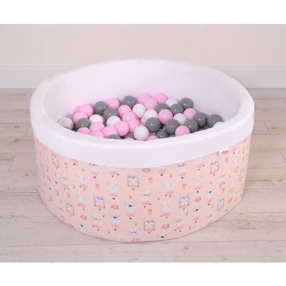 Ball-pit minky with balls 200pcs - ballerinas pink